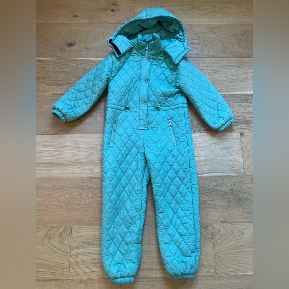 Zara kids quilted snow suit jumpsuit green size 9-10